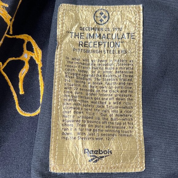 Vintage Reebok Mens Black Pittsburgh Steelers NFL Full Zip Jacket Size Medium - Picture 16 of 16